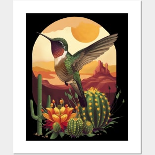 Hummingbird in the desert Posters and Art